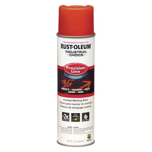 Image of Rust-Oleum® Industrial Choice Precision Line Marking Paint, Flat/Matte Orange, 20 oz Aerosol Can, 12/Carton