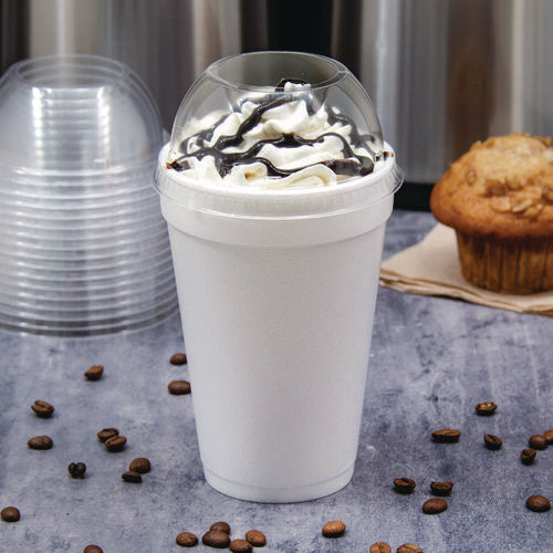 Image of Dart® Dome-Top Sundae/Cold Cup Lids, Fits 12 oz to 24 oz Cold Cups, Plastic, Clear, 1,000/Carton
