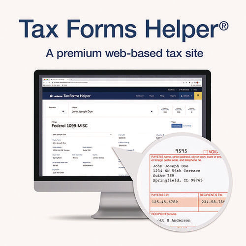 Image of Adams® 4-Part 1099-MISC Tax Form Kit with Security Envelopes and Tax Forms Helper, 2024, 8 x 5, 2 Forms/Sheet, 10 Forms Total