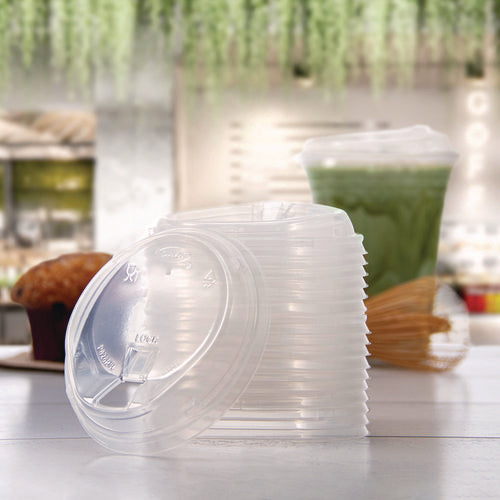 Image of Dart® Prima Strawless Plastic Lids, Fits 12 oz to 26 oz Cold Cups, Clear, 100/Sleeve, 10 Sleeves/Carton