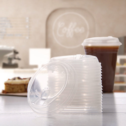 Image of Dart® Prima Strawless Plastic Lids, Fits 12 oz to 26 oz Cold Cups, Clear, 100/Sleeve, 10 Sleeves/Carton