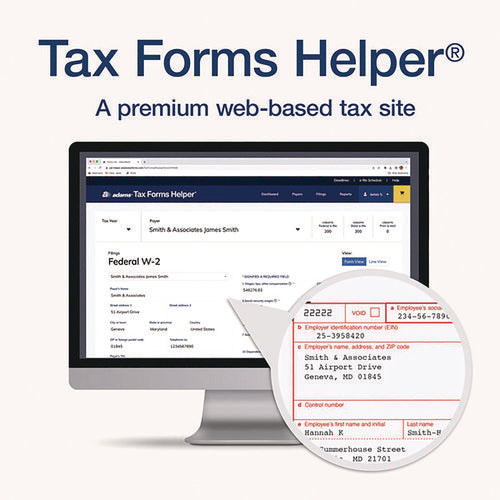 Image of Adams® 6-Part W-2 Tax Form Kit with Security Envelopes and Tax Forms Helper, 2024, 8 x 5.5, 2 Forms/Sheet, 10 Forms Total