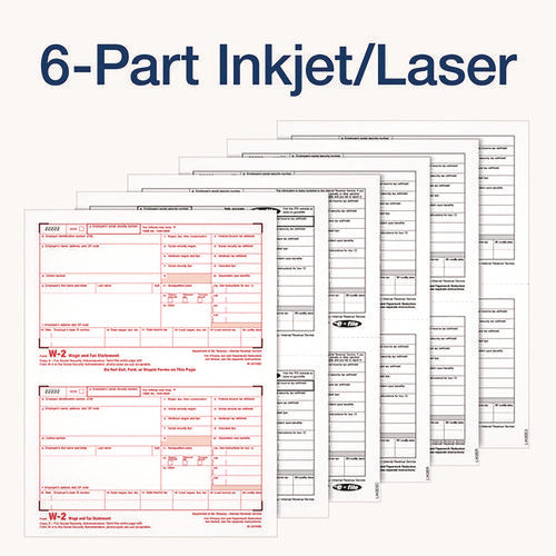 Image of Adams® 6-Part W-2 Tax Form Kit with Security Envelopes and Tax Forms Helper, 2024, 8 x 5.5, 2 Forms/Sheet, 10 Forms Total