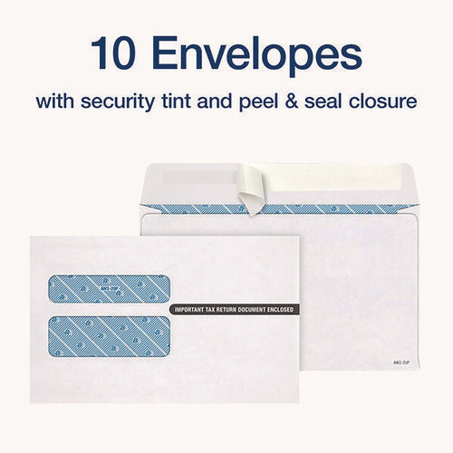 Image of Adams® 6-Part W-2 Tax Form Kit with Security Envelopes and Tax Forms Helper, 2024, 8 x 5.5, 2 Forms/Sheet, 10 Forms Total