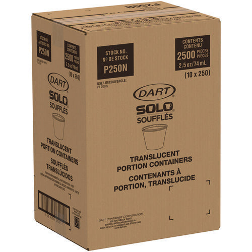 Image of SOLO® Portion Containers, 2.5 oz, Plastic, Translucent, 2,500/Carton