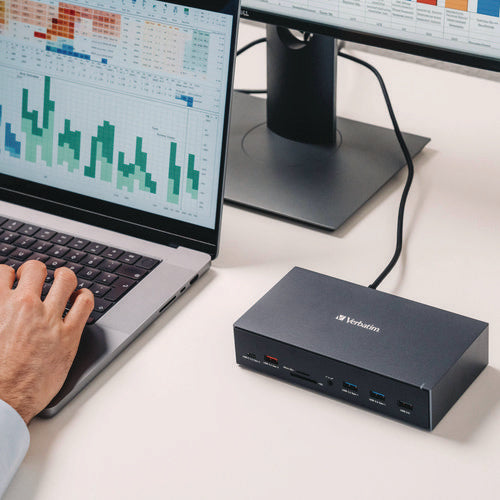 Image of Verbatim® USB-C Pro Docking Station 17-in-1, Audio/DisplayPort/HDMI/Micro SD/RJ45/SD/USB-A/USB-C, Gray