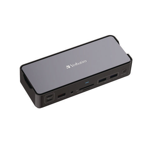 Image of Verbatim® USB-C Pro Docking Station 15-in-1, Audio/DisplayPort/HDMI/Micro SD/RJ45/SD/USB-A/USB-C, Gray