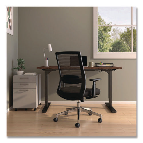 Image of Alera® Alera Ashdale Ergonomic Fabric Swivel Task Chair, Supports 275 lb, 18.15 to 21.89 Seat Height, Black Seat/Back, Silver Base