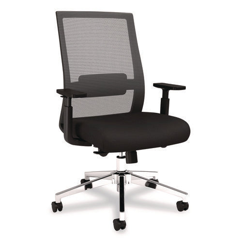Image of Alera® Alera Ashdale Ergonomic Fabric Swivel Task Chair, Supports 275 lb, 18.15 to 21.89 Seat Height, Black Seat/Back, Silver Base