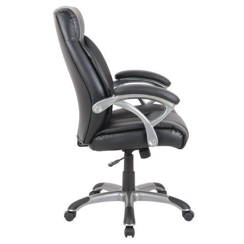 Image of Alera® Alera Fulford Bonded Leather High-Back Managers Chair, Supports 275lb, 18.62-22.56" Seat Height, Black Seat/Back, Silver Base