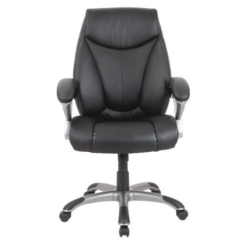 Image of Alera® Alera Fulford Bonded Leather High-Back Managers Chair, Supports 275lb, 18.62-22.56" Seat Height, Black Seat/Back, Silver Base