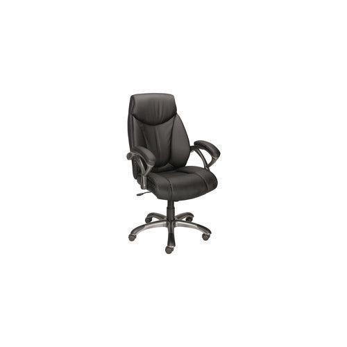 Image of Alera® Alera Fulford Bonded Leather High-Back Managers Chair, Supports 275lb, 18.62-22.56" Seat Height, Black Seat/Back, Silver Base