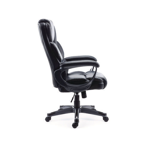 Image of Alera® Alera Kirkdale Bonded Leather Manager Chair, Supports Up to 275 lb, 16.18 to 22.76 Seat Height, Black Seat/Back, Black Base