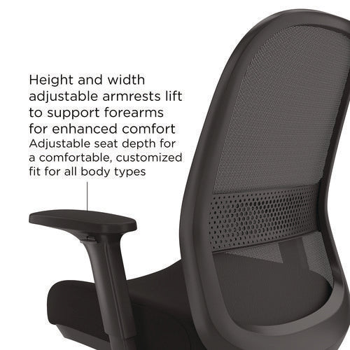 Image of Alera® Alera Kempton Ergonomic Fabric Mesh Swivel Task Chair, Supports Up to 275lb, 18.31 to 22.17 Seat Height, Black Seat/Back/Base