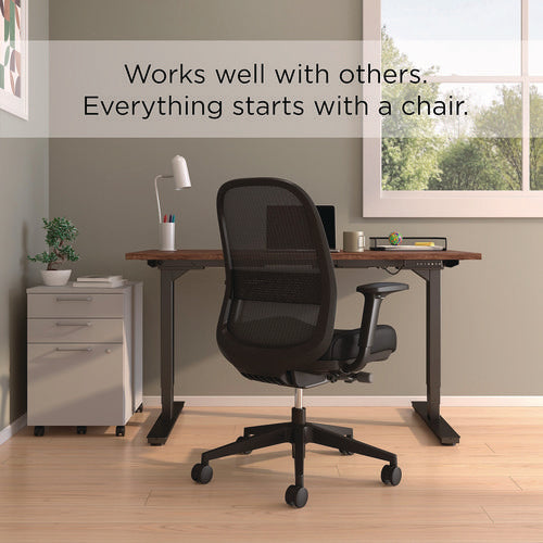 Image of Alera® Alera Kempton Ergonomic Fabric Mesh Swivel Task Chair, Supports Up to 275lb, 18.31 to 22.17 Seat Height, Black Seat/Back/Base