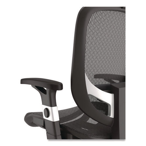 Image of Alera® Alera Minerva Ergonomic Mesh Swivel Task Chair, Support Up to 275lb, 17.24 to 20.98 Seat Height, Black Seat/Back, Silver Base
