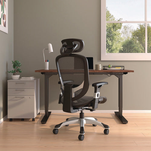 Image of Alera® Alera Minerva Ergonomic Mesh Swivel Task Chair, Support Up to 275lb, 17.24 to 20.98 Seat Height, Black Seat/Back, Silver Base