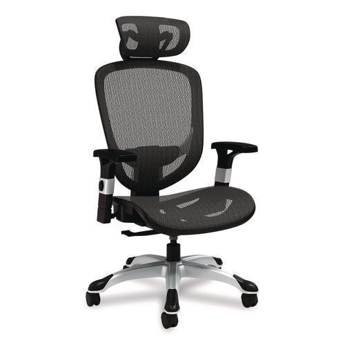 Image of Alera® Alera Minerva Ergonomic Mesh Swivel Task Chair, Support Up to 275lb, 17.24 to 20.98 Seat Height, Black Seat/Back, Silver Base