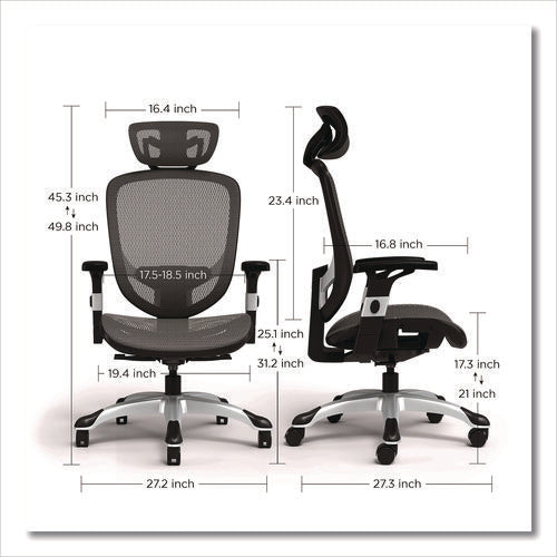Image of Alera® Alera Minerva Ergonomic Mesh Swivel Task Chair, Supports Up to 275lb, 17.24 to 20.98 Seat Height, Gray Seat/Back, Silver Base
