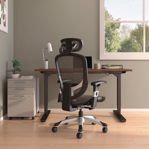 Image of Alera® Alera Minerva Ergonomic Mesh Swivel Task Chair, Supports Up to 275lb, 17.24 to 20.98 Seat Height, Gray Seat/Back, Silver Base