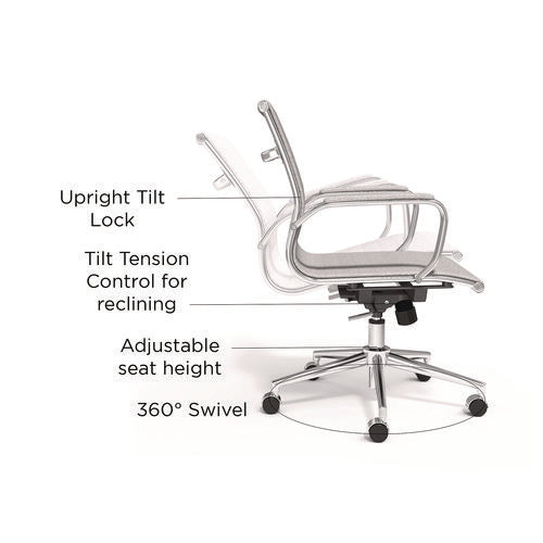 Image of Alera® Alera Siskin Fabric Managers Chair, Supports Up to 275 lb, 16.93 to 20.67 Seat Height, Gray Seat, Gray Back, Chrome Base