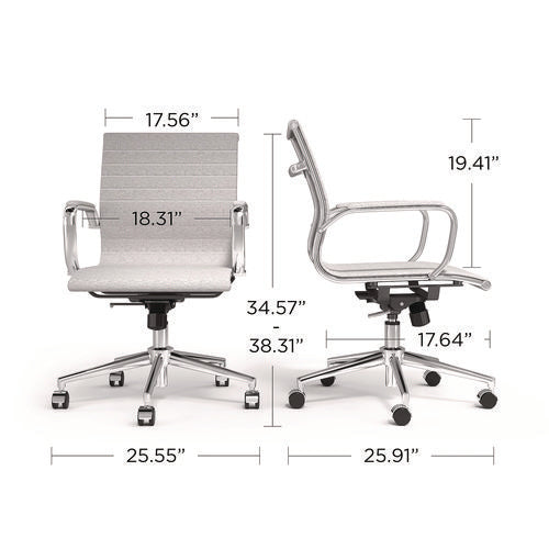 Image of Alera® Alera Siskin Fabric Managers Chair, Supports Up to 275 lb, 16.93 to 20.67 Seat Height, Gray Seat, Gray Back, Chrome Base