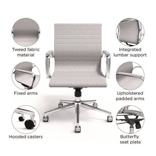 Image of Alera® Alera Siskin Fabric Managers Chair, Supports Up to 275 lb, 16.93 to 20.67 Seat Height, Gray Seat, Gray Back, Chrome Base