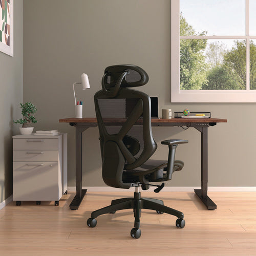 Image of Alera® Alera Taunton Ergonomic Mesh Swivel Task Chair, Supports Up to 275lb, 17.44 to 20.98 Seat Height, Black Seat/Back, Black Base