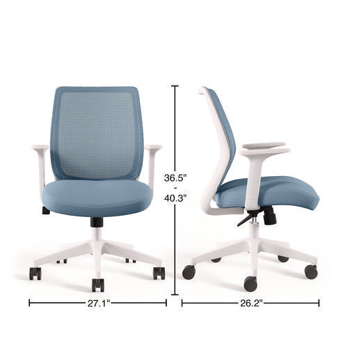Image of Alera® Alera Wessex Ergonomic Fabric Mesh Swivel Task Chair, Up to 275 lb, 17.09 to 20.83 Seat Height, Seafoam Seat/Back, White Base
