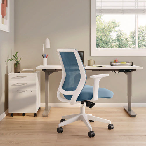 Image of Alera® Alera Wessex Ergonomic Fabric Mesh Swivel Task Chair, Up to 275 lb, 17.09 to 20.83 Seat Height, Seafoam Seat/Back, White Base