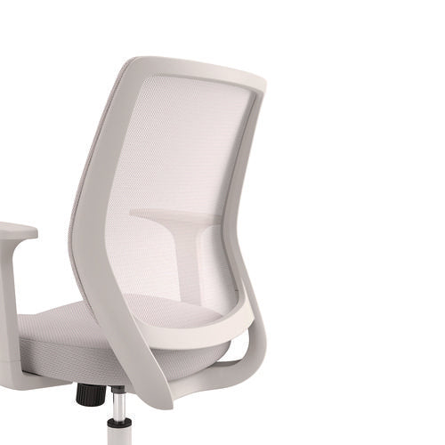 Image of Alera® Alera Wessex Ergonomic Fabric Mesh Swivel Task Chair, Supports 275 lb, 17.09 to 20.83 Seat Height, Gray Seat/Back, White Base