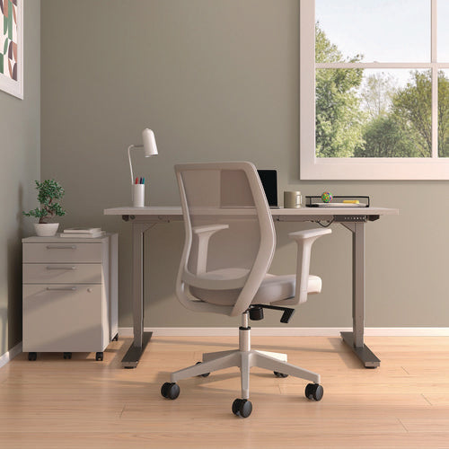 Image of Alera® Alera Wessex Ergonomic Fabric Mesh Swivel Task Chair, Supports 275 lb, 17.09 to 20.83 Seat Height, Gray Seat/Back, White Base