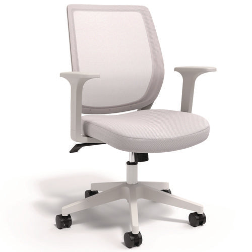 Image of Alera® Alera Wessex Ergonomic Fabric Mesh Swivel Task Chair, Supports 275 lb, 17.09 to 20.83 Seat Height, Gray Seat/Back, White Base