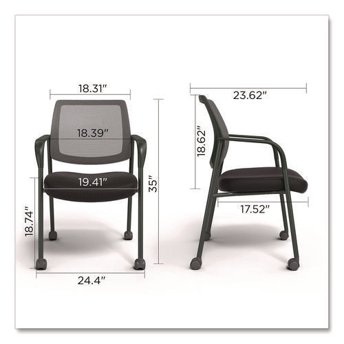 Image of Alera® Alera Wessex Mesh Fabric Guest Chair, 24.41 x 23.62 x 35.04, Black Seat, Black Back, Black Base