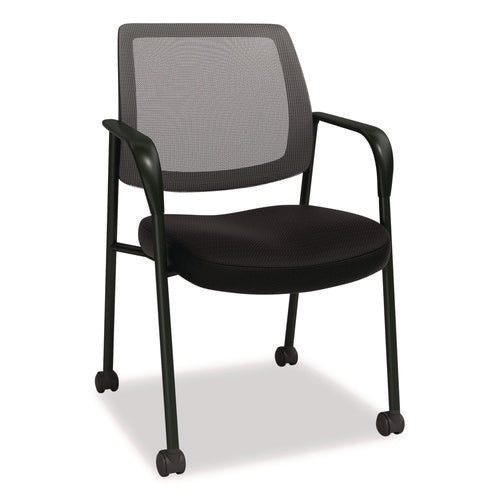 Image of Alera® Alera Wessex Mesh Fabric Guest Chair, 24.41 x 23.62 x 35.04, Black Seat, Black Back, Black Base