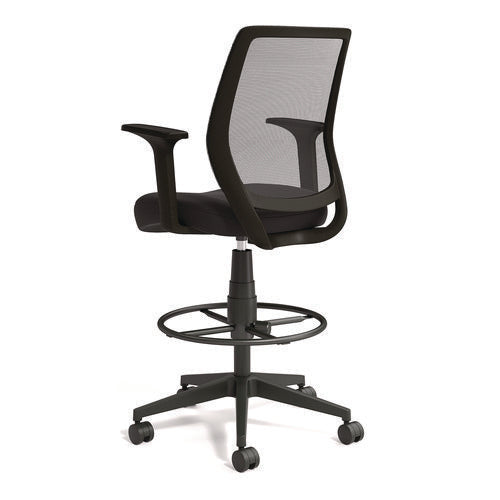 Image of Alera® Alera Wessex Drafting Stool, Mesh Back, Supports Up to 275 lb, 27.95 to 33.66 Seat Height, Black Seat, Black Back, Black Base