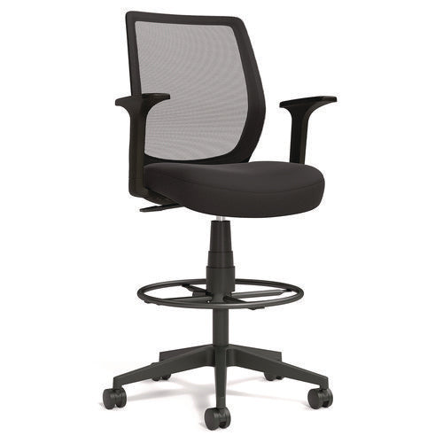 Image of Alera® Alera Wessex Drafting Stool, Mesh Back, Supports Up to 275 lb, 27.95 to 33.66 Seat Height, Black Seat, Black Back, Black Base
