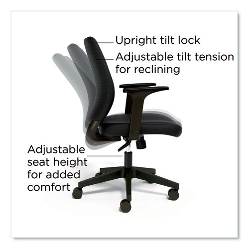 Image of Alera® Alera Wessex Ergonomic Fabric Task Chair, Supports Up to 275 lb, 17.13 to 20.83 Seat Height, Black Seat/Back, Black Base