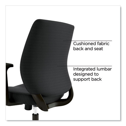 Image of Alera® Alera Wessex Ergonomic Fabric Task Chair, Supports Up to 275 lb, 17.13 to 20.83 Seat Height, Black Seat/Back, Black Base