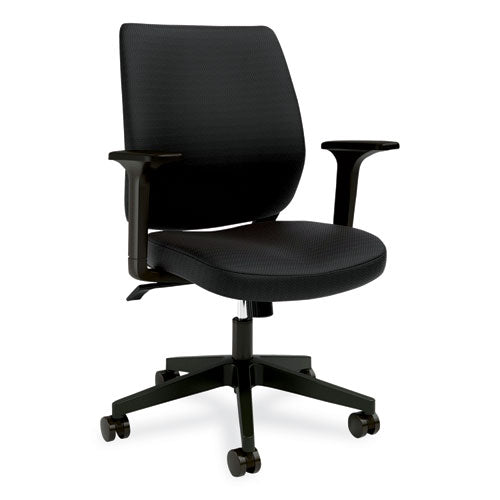 Image of Alera® Alera Wessex Ergonomic Fabric Task Chair, Supports Up to 275 lb, 17.13 to 20.83 Seat Height, Black Seat/Back, Black Base