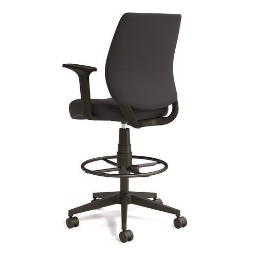 Image of Alera® Alera Wessex Drafting Stool, Fabric, Supports Up to 275 lb, 27.95 to 33.66 Seat Height, Black Seat, Black Back, Black Base