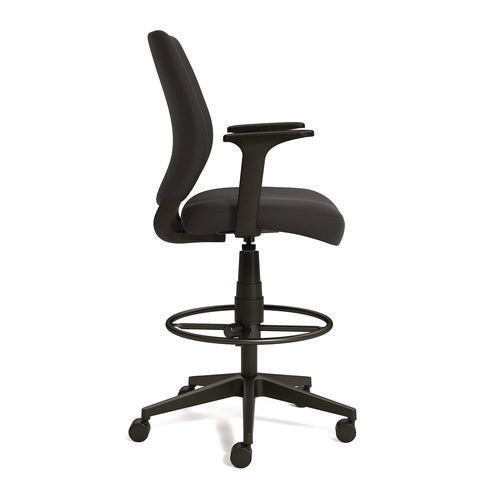 Image of Alera® Alera Wessex Drafting Stool, Fabric, Supports Up to 275 lb, 27.95 to 33.66 Seat Height, Black Seat, Black Back, Black Base