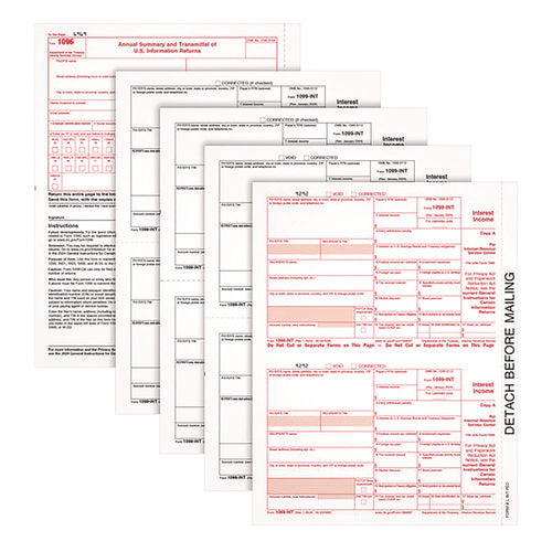 Image of Adams® 4-Part 1099-INT Tax Forms with Tax Forms Helper, Fiscal Year: 2024, 4-Part Carbonless, 8 x 5.5, 2 Forms/Sheet, 24 Forms Total