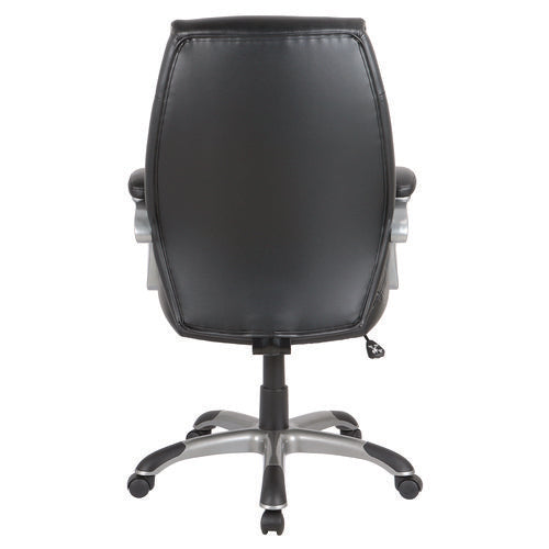 Image of Alera® Alera Fulford Bonded Leather High-Back Managers Chair, Supports 275lb, 18.62-22.56" Seat Height, Black Seat/Back, Silver Base