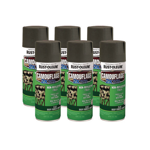 Image of Rust-Oleum® Camouflage Spray Paint, Flat Deep Forest Green, 12 oz Aerosol Can, 6/Carton