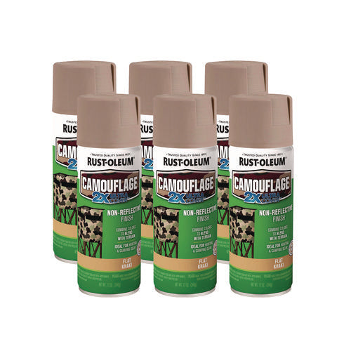 Image of Rust-Oleum® Camouflage Spray Paint, Flat Khaki, 12 oz Aerosol Can, 6/Carton