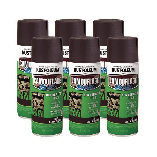 Image of Rust-Oleum® Camouflage Spray Paint, Flat Earth Brown, 12 oz Aerosol Can, 6/Carton