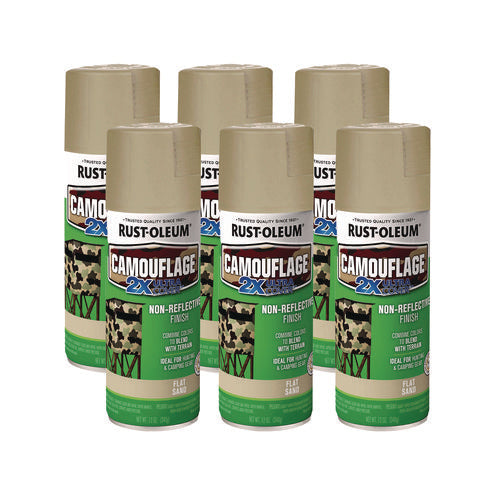 Image of Rust-Oleum® Camouflage Spray Paint, Flat Sand, 12 oz Aerosol Can, 6/Carton