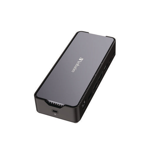 Image of Verbatim® USB-C Pro Docking Station 15-in-1 SSD Enclosure, Audio/DisplayPort/HDMI/Micro SD/NVMe/RJ45/SD/USB-A/USB-C/SATA, Gray