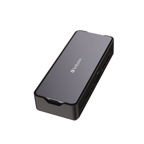 Image of Verbatim® USB-C Pro Docking Station 15-in-1 256GB Vi3000 SSD, Audio/DisplayPort/HDMI/Micro SD/RJ45/SD/USB-A/USB-C, Gray
